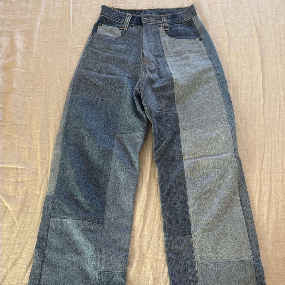 Levi’s Patchwork Two-Tone Straight-Leg Jeans